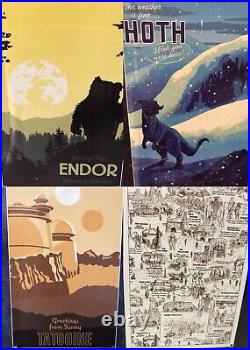 Disney Parks Star Wars Galaxy's Edge Poster Set Of Endor, Hoth, Tatooine, Map