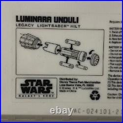 Disney Star Wars Galaxy's Edge LUMINARA UNDULI Legacy Lightsaber Hilt With Stand