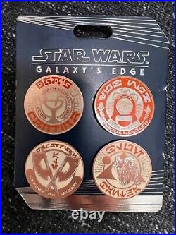 Galaxy's Edge Pin Set of 4 Oga's Cantina Coasters Limited Release sold out