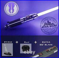 Star Wars Galaxy's Edge Mace Windu Legacy Lightsaber Set Hilt Blade Stand